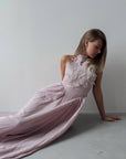 Neckholderkleid mit Fliederblüten-Print