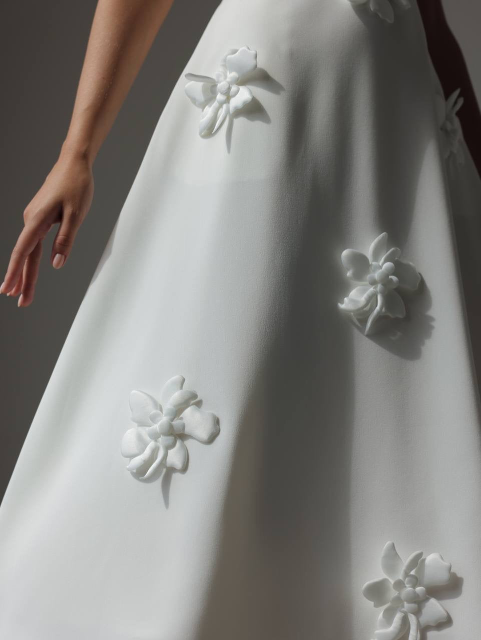 White Floral Appliqué Midi Dress