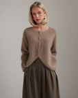 Whispered Cocoa Drape Sweater