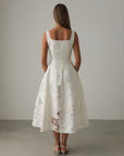White Jacquard Midi Dress