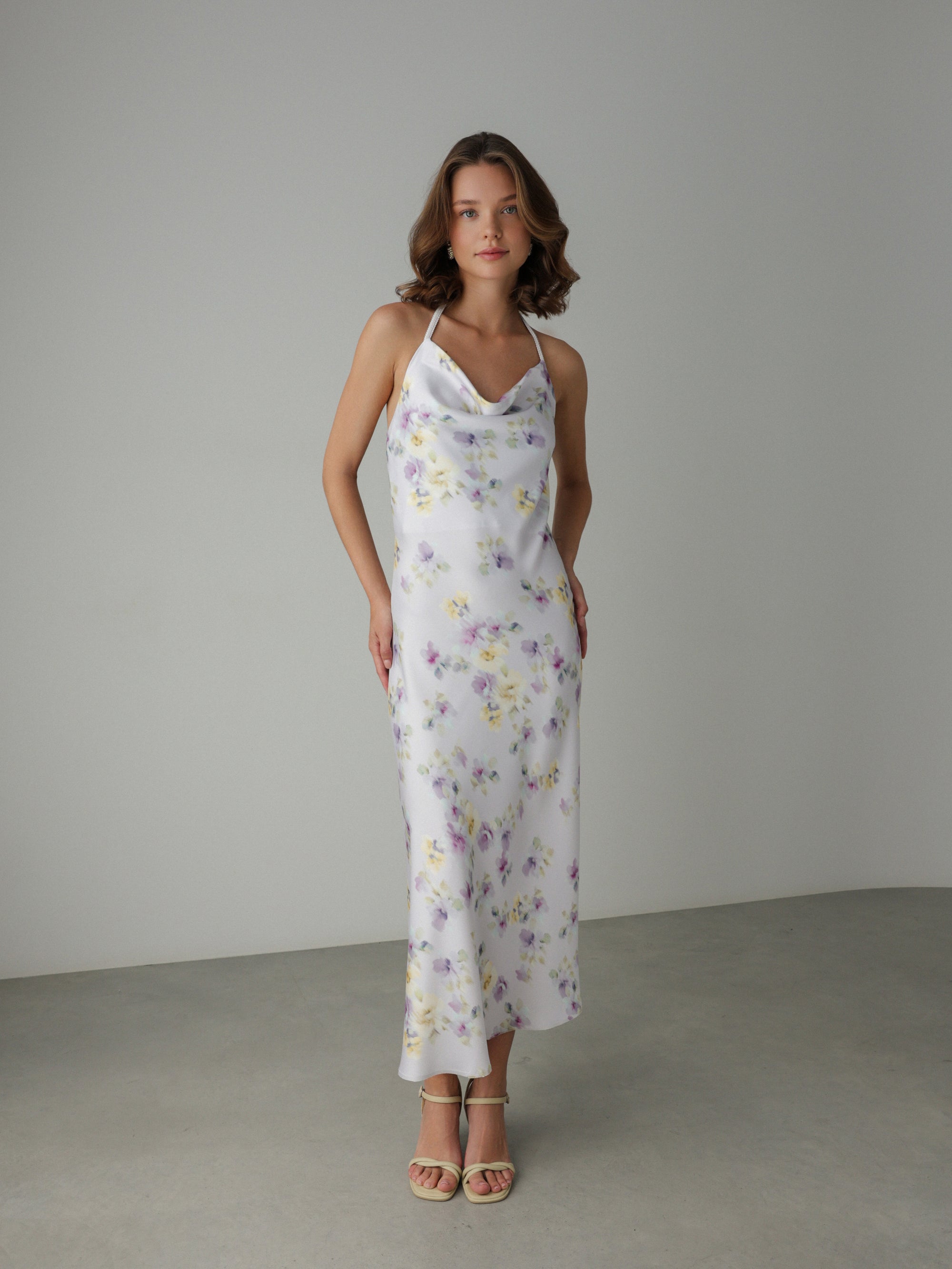 Floral Drape Slip Dress