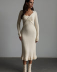 Elegant Cross-Front Ribbed Maxi Dress