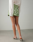 Green Sequin Mini Skirt