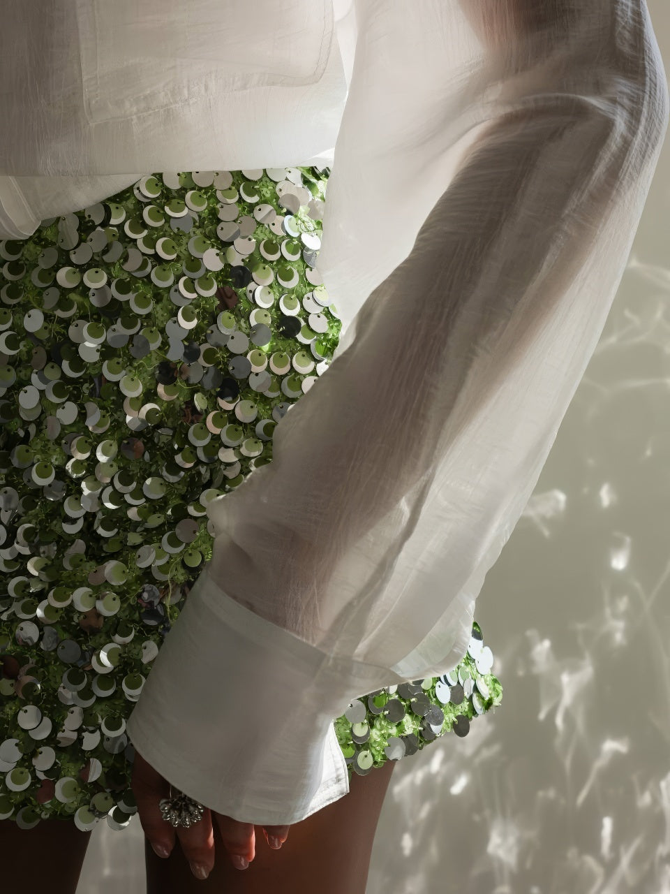 Green Sequin Mini Skirt