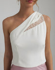 Lace-Drape One-Shoulder Top
