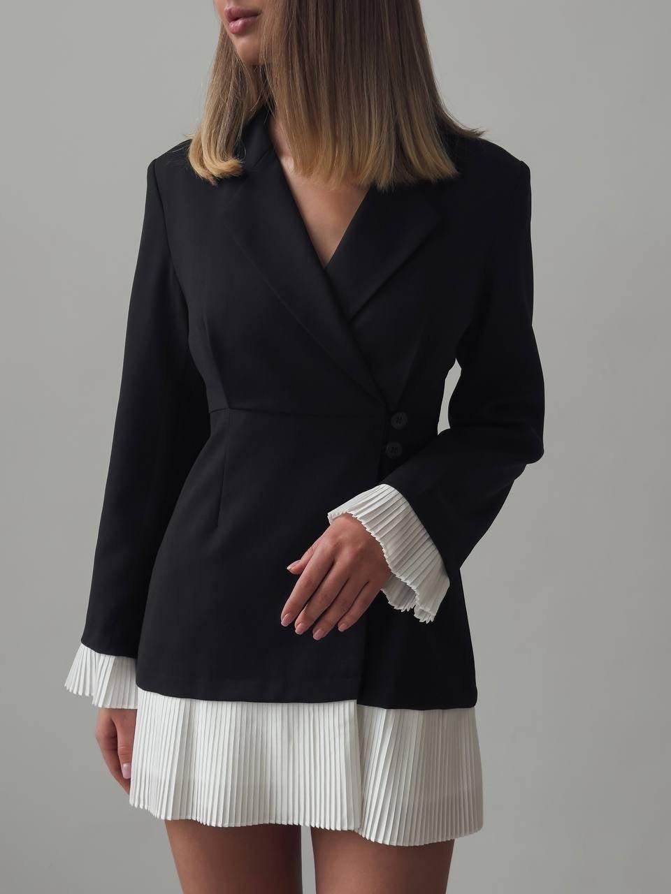 black pleated blazer dress Tie Side Detail Tailored Pleated Mini Blazer Dress In Black Woven | EGO US