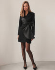 Satin Accent Blazer Dress