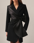 Satin Accent Blazer Dress