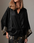 Embroidered Black Kimono