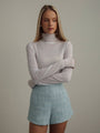 Mist White Turtleneck Blouse