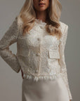 Lace Embroidered Cream Jacket