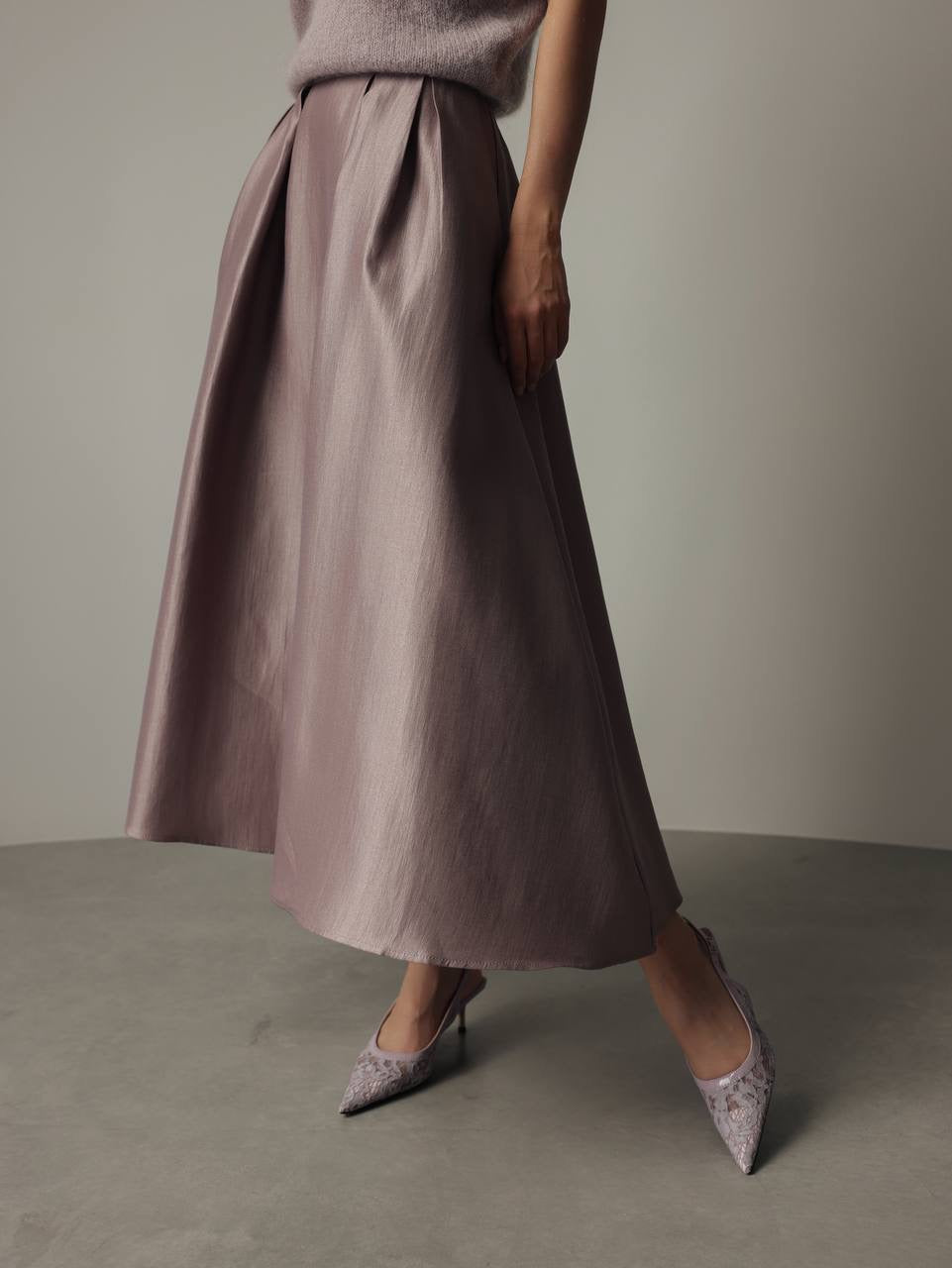 Satin Pleated Skirt