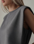 Grey Sleeveless Blouse