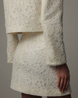 Pearl-Embellished Lace Jacket and Skirt Set