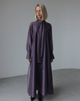 Purple Silk Tie-Neck Maxi Dress