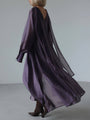 Purple Silk Tie-Neck Maxi Dress