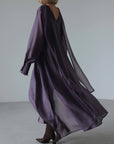 Purple Silk Tie-Neck Maxi Dress