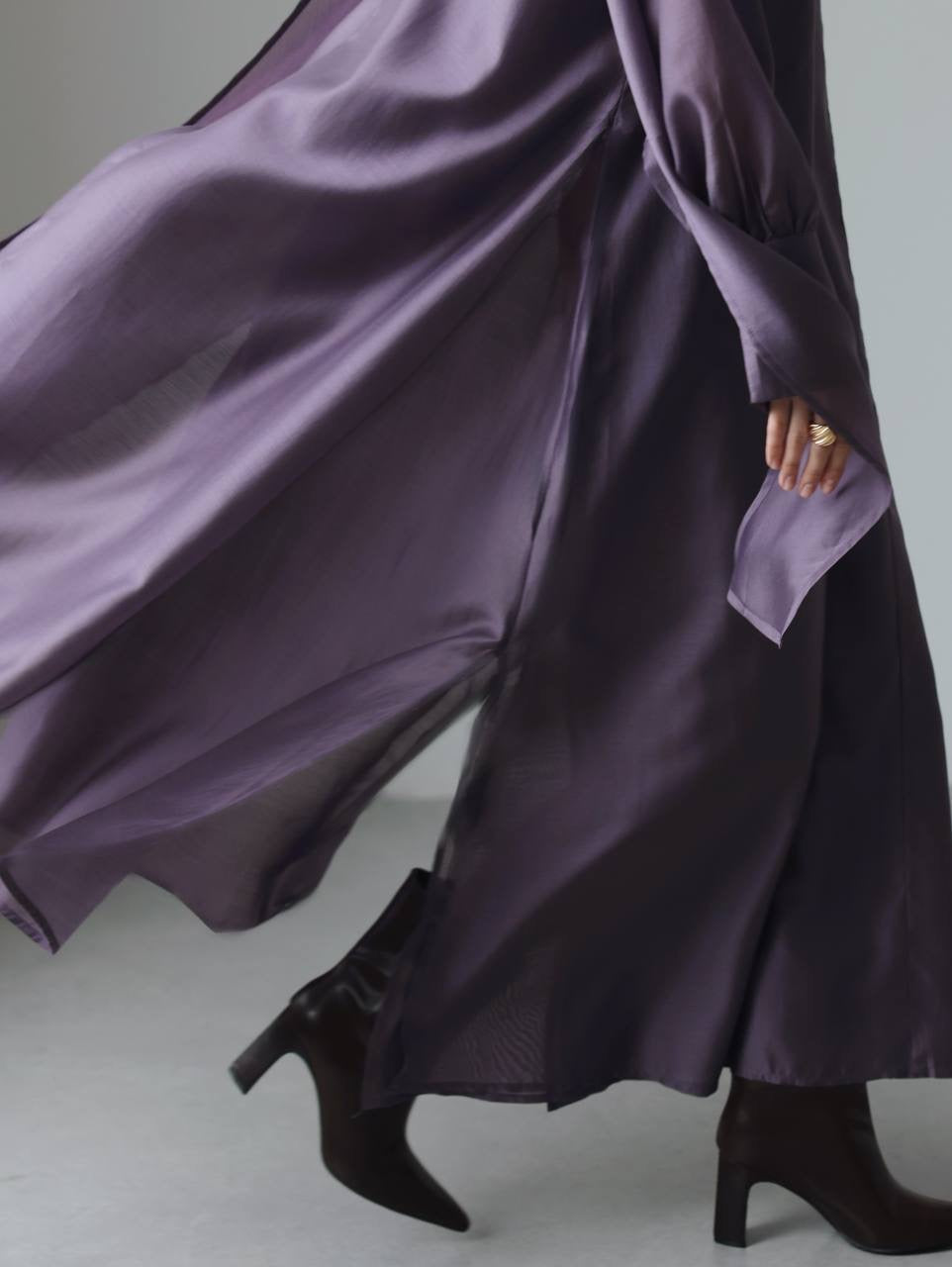 Purple Silk Tie-Neck Maxi Dress