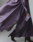 Purple Silk Tie-Neck Maxi Dress