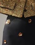 Black Floral Embellished Mini Skirt