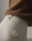 Cream Mini Skirt with Mother-of-Pearl Flower Details