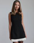 Elegant Charm Black Tweed Mini Dress