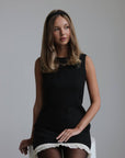 Elegant Charm Black Tweed Mini Dress