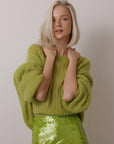 Lime Glow Oversized Knit Sweater