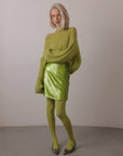 Lime Spark Sequin Mini Skirt