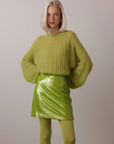 Lime Glow Oversized Knit Sweater