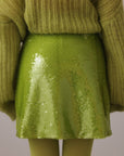 Lime Spark Sequin Mini Skirt