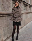 Textured Wool-Blend Belted Jacket