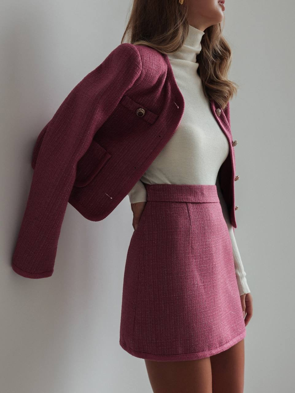 Raspberry Tweed Two-Piece Suit