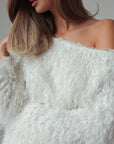 Feather-Textured Off-Shoulder Top