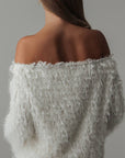 Feather-Textured Off-Shoulder Top