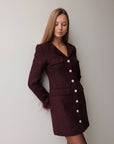 Glamorous Feather-Cuff Dress in Deep Burgundy