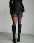 Black Sheer Hem Skirt