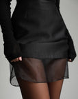 Black Sheer Hem Skirt