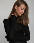 Black Sheer Detail Knit Top