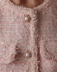 Elegant Pink Tweed Set with Sequin Details