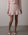 Elegant Pink Tweed Set with Sequin Details