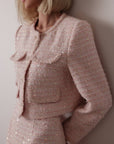 Elegant Pink Tweed Set with Sequin Details