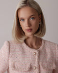 Elegant Pink Tweed Set with Sequin Details