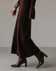 Chic Wine Chocolate Brown Knit Midi Dress