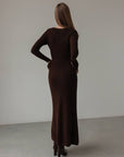 Chic Wine Chocolate Brown Knit Midi Dress