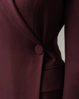 Burgundy Wrap Midi Dress with Blazer Detail