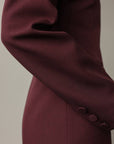 Burgundy Wrap Midi Dress with Blazer Detail