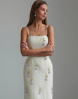 Delicate Blooms Ivory Midi Dress