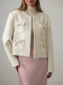 Bow-Accented Textured Jacket