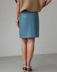 Teal Faux-Leather Skirt